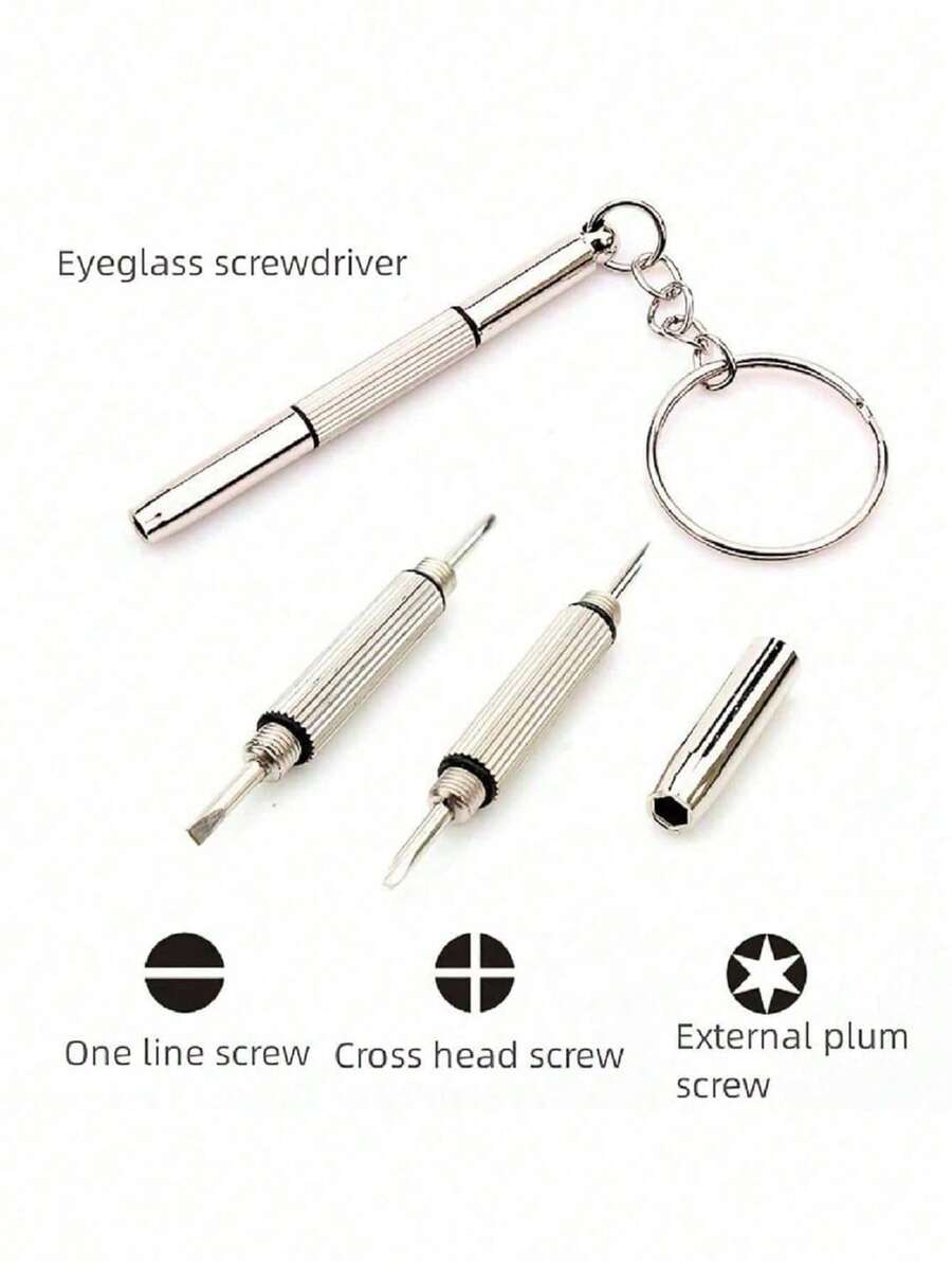 5/10/50pcs Multi-Function 3-In-1 Eyeglass Screwdriver Set, Repair Tool, Portable Mini Screwdriver, Men's Tool - Silver - View 1