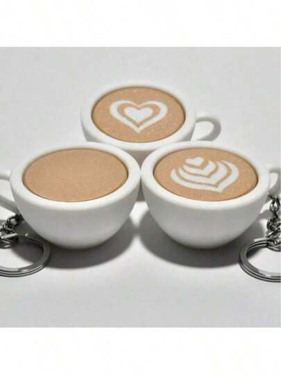 Cute Coffee-Shaped Clicker Keychain Sensory Toy, Fingertip Stress Relief Spinner Mini Gadget Pendant - Cute Coffee Cup Sensory Stress Relief Tool Party Favor, Suitable For Finger Fidgeting Toy, Portable Clicker Toy, Focus Aid Device, Fun Bag Charm, And Easter Or Valentine's Day Gift
