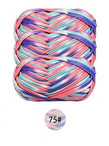 3pcs Polyester Satin Ribbon, Approx. 300g, Multicolor Mixed Soft Yarn Fabric - For DIY Crochet Slippers, Bags, Storage Basket (Assorted Package Design) - Multicolor - View 32