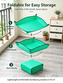 1pc Waterproof Foldable Plant Repotting Mat With Free Garden Digging Gloves, Thick PE Anti-Spill Gardening Work Tray For Succulent Flower Transplanting Soil Mixing Gardening Repotting Mat + Free Garden Claw Gloves - A - View 8