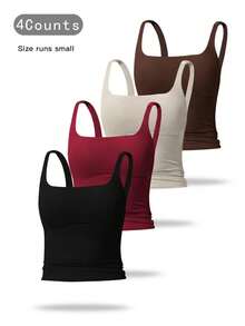 Camiseta deportiva sin mangas para mujer de color sólido, casual, cómoda y transpirable, ideal para yoga, gimnasio, entrenamiento y correr; ropa deportiva para todas las estaciones; chaleco con cintura. - conjunto1 - Ver 1
