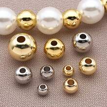 5pcs 3 4 5 6mmRound Spacer Beads 18K Gold Plated Brass Beads Separators Beads For DIY Handmade Jewelry Accessories - Multicolor - View 8