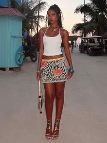 Faldas de moda de otoño para mujer, vestidos de playa largos, faldas largas elegantes con encaje brillante y patchwork, sexy, para fiesta de cumpleaños, vacaciones y playa - Marrón leopardo - Ver 9