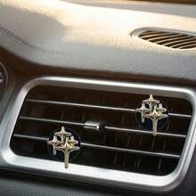 4pcs Electroplated Four-Pointed Star Cluster Resin Air Vent Clip Decor, Women's Car Interior Accessories, DIY Car Air Vent Decoration, Fragrance-Free - A - View 3