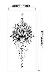 1Pc Tattoo Fake Y2K Temporary Tattoos Lotus Geometric Semi Permanent Waterproof Sweatproof Last For 1-2 Weeks Anti-Friction Non-Reflective Black For Woman And Men Arm Chest Waist Back Tattoo Stickers - Black - View 5