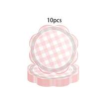 10/20/40/60pcs,Gingham Party Supplies Paper 7inch Plates Disposable Set Cutlery For Checkered Dinner Wedding Party Favor,Camp Gingham Paper Plates Gingham Checkered Bachelorette Party Supplies Glamping Birthday Dinner Plates Summer Bridal Shower Decorations Camping Themed Party Favors BabyShower(Blue ,Green And Pink) - Multicolor - View 13