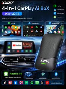 XUDA 新款 4合1 車載 AI 盒子 Android 14/CarPlay/Android Auto/HiCar，支持四種作業系統切換，4+32GB 高性能、多功能、穩定流暢不中斷，內建應用程式 - A - 查看 1