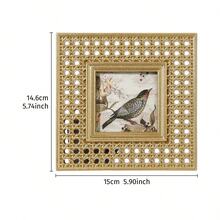 1PC European Woven Hollow Mesh Style Photo Frame, Square Design, French Style, Gilded Frame, Resin Material, Suitable For Vanity Decor, Study Desk Ornament, Living Room Coffee Table Soft Decoration, Entryway And Makeup Table Decoration, Dried Flower Decoration, Still Life Photography, Gilded Artistic Desk Decor - A2244 - View 12