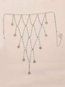 Elegant Rhinestone Multi-Layer Shoulder Chain Women's Jewelry Sexy Shiny Wedding Body Chain Bridal Charm Accessory - Silver - View 2