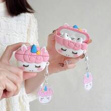 Lolla Cute Unicorn Soft Silicone Protective Case Compatible With Airpods 4, Pro 3, 1/2/3, Pro 2, Anti-Drop Cover - Multicolor - View 3