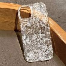 優雅浪漫白色蕾絲圖案手機殼，適用於 iPhone 17 Pro Air 16 15 14 13 12 11 Pro Max 7 8 Plus SE2 16E，軟透明保護殼 B - B - 查看 13