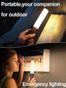 1pc Detachable Magnetic LED Wall Light, Wooden Texture Sensor Night Light, USB Rechargeable Portable Handheld Reading Light, Suitable For Bedroom, Stairway, Bathroom - 感應燈 - 查看 3