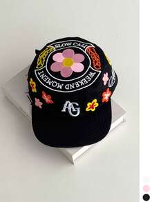 美式復古刺繡字母迷彩做舊棒球帽女款，小眾鏈條街頭風棒球帽男款，雙槍骨頭刺繡鉚釘破壞水洗黑色丹寧彎帽簷帽 - 彩色 - 查看 13