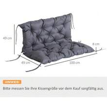 Garden Bench Seat Cushion, 100 X 98 X 8 Cm, Cotton Padding In Dark Grey, Comfortable & Weatherproof - Dark Gray - 查看 5