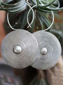 2 Peças Brincos Pendentes Masculinos Vintage Minimalista Prata Antiga Geométrico Cobre, Adequado para Uso Diário, Festa, Looks de Férias Masculinos - Prata - Visão 4