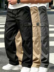Men's Sports Multi-Pocket Long Pants Low Elasticity Cargo Pants Black Fall - Black - View 1