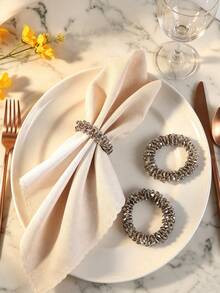1/6 piezas Servilleteros de cristal gris, portaservilletas elásticos de cristal para decoración de mesa de boda y fiestas - Gris - Ver 1