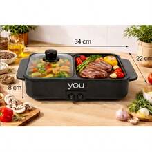 Mini Olla Caliente Con Plancha Parrilla Electrica 2 En 1 - Tipo de Enchufe A USA (110-127V) - Ver 5