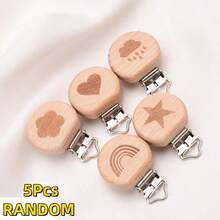5pcs Natural Wood Color Fixed Clips, Cartoon Beech Wood Clips, DIY Anti-Lost Chain Towel Hook Making Fixed Clips - Camel - View 14