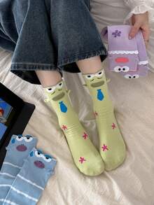 1/4 Pair Cute Funny Cartoon Fish Expression Women's Mid-Calf Socks - Multicolor - View 4