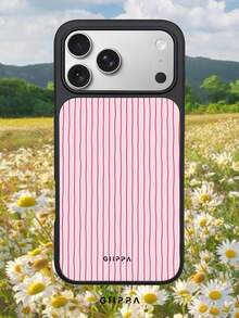 GIIPPA GllPPA Fond rose clair avec motif de rayures ondulées, impression haute définition avec finition mate, coque de téléphone à la mode et amusante, compatible avec Apple Phone 17/16/15/14/13/12/11 Pro Max/Plus/Mini/17e, design élégant convenant aux hommes et aux femmes, cadeau parfait pour la petite amie pour Noël, la Saint-Valentin, Pâques, la saison des mariages et l'anniversaire! - Multicolore - Voir 5