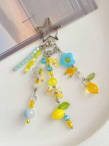 Cute Lemon Beaded Bag Charm INS Aesthetic Flower Keychain Colorful Summer Purse Pendant For Handbag Backpack,Bag Charms For Tote Bags - Multicolor - View 4