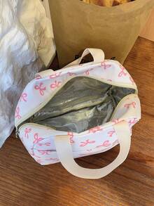 學生便攜保溫便當袋 加厚可愛水果與蝴蝶結印花圖案 - 彩色 - 查看 2