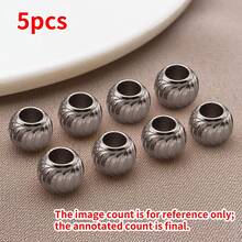 5pcs 3 4 5 6 8mmRound Spacer Beads Stainless Steel Metal Beads Cut Pattern Separators Beads For DIY Handmade Jewelry Accessories - Multicolor - View 19