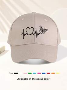This Unisex Hippie Baseball Cap Features "Heartbeat Butterfly" Pattern, Adjustable Size, Perfect For Outdoor Sun Protection. Suitable For Travel, Vacation, Sports, Beach, Fishing And Campus Occasions. Designed In Y2K Style, Can Be Used As A Football Fan Gift, 2026 World Cup - Multicolor - View 5