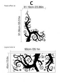 3 Styles Halloween Wall Decals Hanging Skeleton Spider / Multi-Size Hanging Spider / Dark Withered Tree Silhouette Optional PVC Removable Self-Adhesive Suitable For Ceiling Door Frame Wall Corner Glass Escape Room Window Party Atmosphere Holiday Decoration Stickers - Wall Stickers - View 12