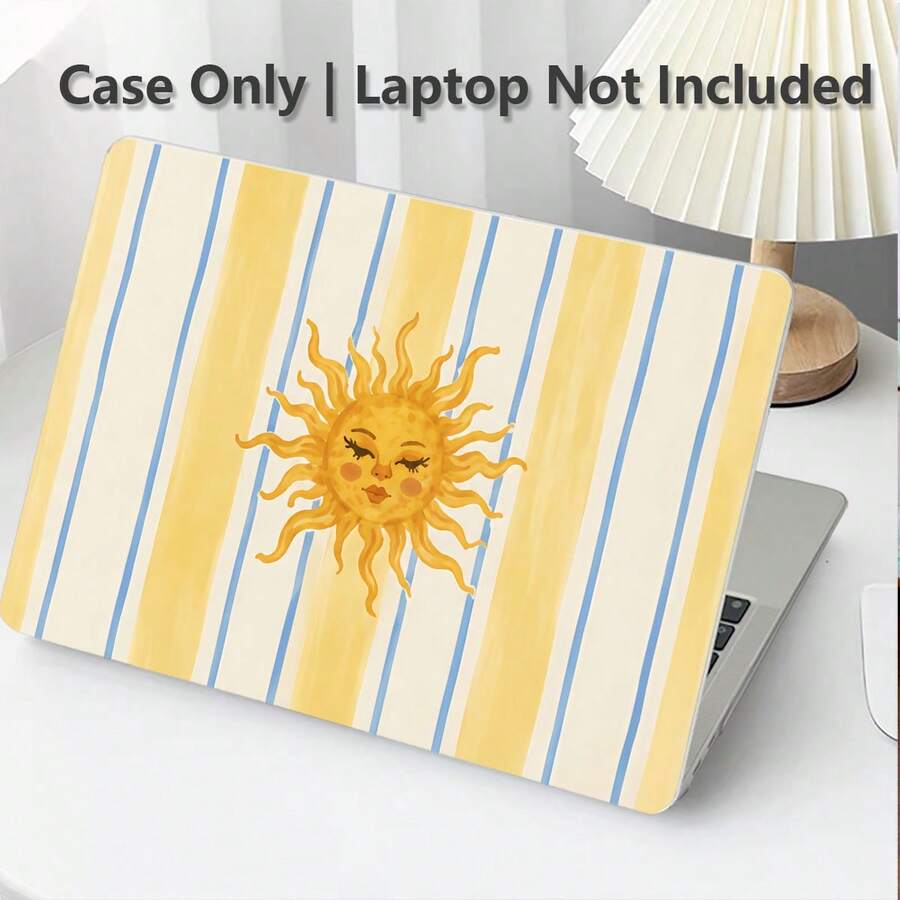 1件式 Macbook 相容保護殼,黃色條紋與太陽 UV 印刷圖案,筆電保護套,極簡輕量耐用保護殼,相容 Macbook Air Pro 13.3 13.6 14.2 15.3 16.2 吋,適用於 13 吋 Neo 筆電保護殼 A3404 型號/ D14, D16 - 查看 1