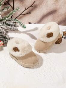 Infant Toddler Bear Plush Snow Boots, Thermal Lined Thickened Soft Sole Slip-On Anti-Slip Warm Winter Shoes For Winter - Beige - View 4