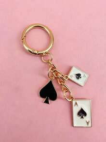 Alloy Metal Chain Pendant With Poker Cards, Dice, Heart, Multi-Color Dice, Poker Cards, Metal Chain. It Can Be Used As A Car Keychain, Bag Pendant, Birthday Holiday, Halloween Gift, Back To School Small Gift, And Can Also Be Given To Friends, Family, And Loved Ones - Multicolor - View 4