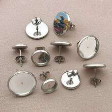 5pcs/Lot 8/10/12/14mm Stainless Steel Earring Studs Blank Post Base Pins With Earring Plug Findings Ear Back For Jewelry Making Supplies Accessories - Steel Color - View 7
