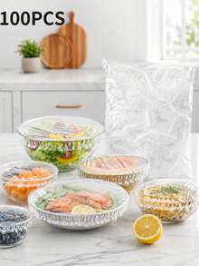 100pcs Disposable Food Cling Film, Shower Head Cover, Multi-Purpose Disposable Shrink Bags, Disposable Shoe Covers, Thickened Kitchen Cling Film, Household Refrigerator Food Preservation Covers, Elastic Stretchable Covers - White - View 9