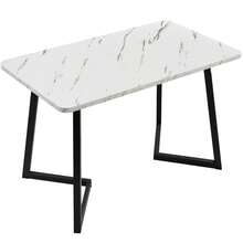 117 X 68 Cm Dining Table / Modern Marble Pattern Rectangular Dining Table / Dining Table Made Of MDF / Table Frame Made Of Metal / With Metal Legs / Suitable For Dining Room And Living Room - 白色+黑色 - 查看 8