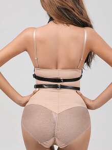 1pc Women's Dark Punk Sexy Adjustable PU Leather Chest & Waist Harness Belt Strap, Suitable For Music Festivals, Daily Commute, Parties, Gatherings And Other Occasions - Black - View 3