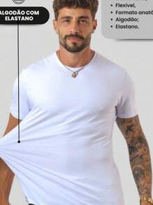 Men's Basic T-Shirt, Plain Cotton, Premium Peruvian Knit - 白色 - 查看 7