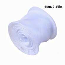 50yd/40yd/10yd 4cm Wide Iridescent Gradient Fish Tail Tulle Ribbon, Flowing Ruffle Wave Edge Chiffon Ribbon, Easy To Cut And Shape DIY Hair Accessories Bows Cake Trim Bouquet Gift Wrapping Wedding Birthday Party Decoration Supplies - White - View 14
