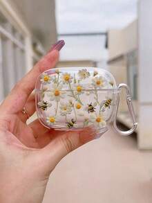 透明蜜蜂與花朵保護殼，適用於 Apple 4 3 Pro 第 2 代無線藍牙耳機，軟質極簡中性保護殼，適用第 2、3、4 代 - 黃色 - 查看 10