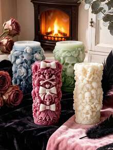 Sweet Cool Bow Skull And Vintage Rose Skull Original Silicone Mold, Compatible With Soy Wax, Plaster, Handmade Soap, Resin DIY One-Piece Molding, Suitable For Halloween, Dark Girl Style Home Decor Handmade DIY Aromatherapy - Skull Cylindrical Mold - View 6