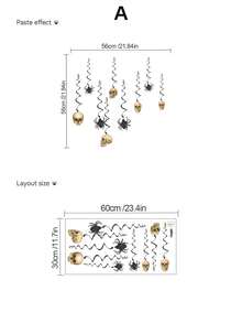 3 Styles Halloween Wall Decals Hanging Skeleton Spider / Multi-Size Hanging Spider / Dark Withered Tree Silhouette Optional PVC Removable Self-Adhesive Suitable For Ceiling Door Frame Wall Corner Glass Escape Room Window Party Atmosphere Holiday Decoration Stickers - Wall Stickers - View 13