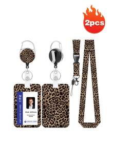 1pc Fashion Leopard Print ID Card Holder With Retractable Reel, Durable Card Protector, Lightweight And Portable, Suitable For Nurses, Teachers And Office Staff - A - View 17