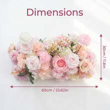 23.6 Inch Aisle Flower Row Wedding Arch Floral Runner, Backdrop, Reception Table Decoration, Centerpiece, Pale Pink And Roses With Sakura Artificial Flowers, Ceremony Aisle - Multicolor - View 2