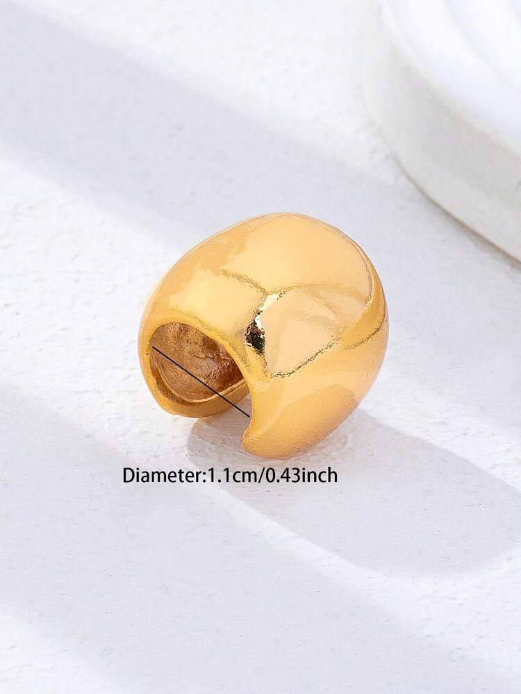 1 pieza Pendiente de oreja tipo cuff minimalista con textura martillada en color dorado, sin perforación, ancho, grueso y voluminoso, clip para cartílago de la oreja - Dorado - Añade 3