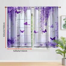 2 pièces Rideaux Papillon Violet et Fleur de Glycine, Multifonctionnel 100% Polyester, Convient pour la Décoration Artistique et l'Utilisation en Fête, Convient pour la Chambre, le Salon, le Bureau - Décoration d'Intérieur pour Adolescents et Adultes, Rideaux de Décoration d'Intérieur Multifonctionnels, Bonne Transmission de la Lumière, Convient pour Toutes les Saisons, Poche à Tringle, Protection de la Vie Privée - Multicolore - Voir 13