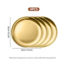 1/4/6Pcs Gold Stainless Steel Round Serving Plates, Mirror Polished Stackable Metal Dishes For Wedding Party Picnic BBQ Daily Family Use - Gold - View 19
