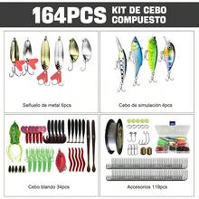 164PCS Kit de Señuelos de Pesca, Señuelos de Pesca para Cebo de Agua Dulce para Lubina, Accesorios de Señuelo, con Caja de Almacenamiento, Una Variedad de Señuelos Correcaminos - Multicolor - Ver 2