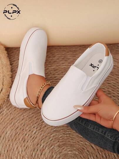 PLPX Brand Couple Canvas Shoes, Slip-On Slouchy Shoes, Walking Shoes, Fashion Casual Versatile Classic Canvas Shoes