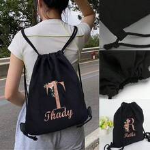 Custom Name Drawstring Backpack School Bag Double Shoulder Pocket Sports Gym Bag 26 Initial Letter - Multicolor - View 2